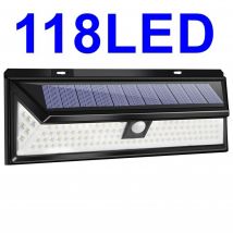 Promotion Applique solaire-118 Led Lampe Solaire 1000 Lumens Applique Mural Pir Mouvement Capteur Ip65 Etanche Jardin Exterieur