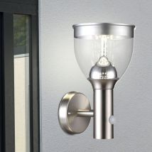 Lampes solaires pour jardin extérieur Spots solaires gris clair pour extérieur avec détecteur de mouvement Appliques solaires murales Inox, capteur,