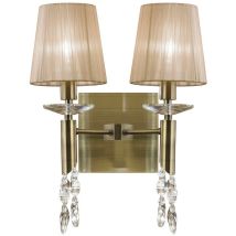Inspired Mantra Fusion Tiffany Tiffany Applique 2+2 Lumières E14 Avec Abat-Jour Bronze Doux Laiton Antique/Cristal
