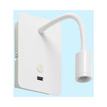 Millumine - Applique Tête De Lit Blanche Flexible Focus Avec Port Usb