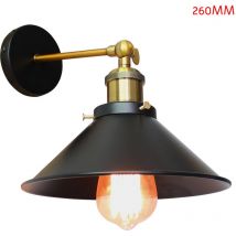Axhup - Applique Vintage, Lampada da Parete Regolabile 180 ° Industriale Stile, Applique da Interni con Ø26cm Paralume Edison per Camera da Letto