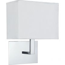 Applique murale d'intérieur à 1 ampoule chrome avec abat-jour rectangulaire blanc, E27 - Searchlight