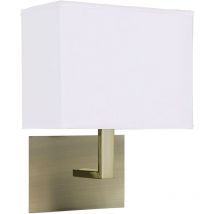 Searchlight - Applique murale d'intérieur à 1 ampoule en laiton antique avec abat-jour rectangulaire blanc, E27