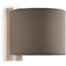 Applique compact E27-Ø45 40W Terre de coton Bois de hêtre