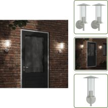 Appliques murales d'extérieur 2pcs argenté acier inoxydable - Applique Murale Exterieure - Éclairage Extérieur - Luminaire Mural - Lampadaire