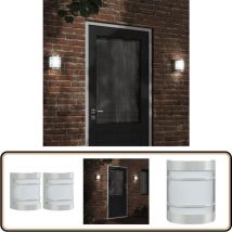 Appliques murales d'extérieur 2pcs argenté acier inoxydable - Applique Murale Exterieure - Éclairage Extérieur - Luminaire Mural - Lumière Extérieure