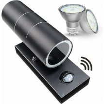 Grid Cool - Appliques Murales d'Extérieur avec Détecteur de Mouvement pir - Noir Mat (Incl. 2X 5W Ampoules led)