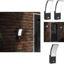 Appliques murales led d'extérieur avec capteurs 2 pcs noir - Applique Murale Exterieure - Éclairage Extérieur - Luminaire Extérieur - Led Exterior