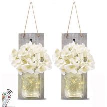 Ahlsen - Appliques Murales Mason Jar avec Télécommande, Décoration Murale de Chambre Rustique (lot de 2)