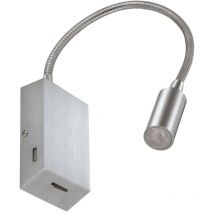 Wandleuchte Lesertilt Leiden Usb Led Smd 3w 240lm Cri80 3000k 35o Satin-nickel