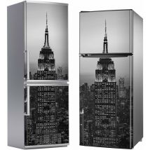 Mega Decor - Aprint Decor Vinilo Adhesivo Decorativo para Nevera, Especial Libre De Burbujas, Edificio Empire State, Blanco y Negro, 185cm x 60cm