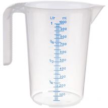 APS - Misurino da 1 litro, diametro 12 x altezza 16,5 cm, bicchiere in plastica con scala esterna in rilievo, manico aperto, graduazione L/ml,