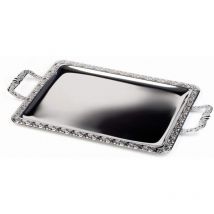 APS - Vassoio Schöner Essen, aiutante per buffet, vassoio in acciaio inossidabile 18/0 con bordo decorativo, manici in zinco pressofuso, cromato,