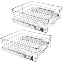2 tiroirs de rangement téléscopiques - lot de 2 Panier de Rangement , tiroirs coulissants cuisine, paniers coulissants cuisine - 56 cm - Aqrau