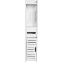 Armoire de sol de salle de bain, étagères de salle de bain, armoire de salle de bain, blanc - Aqrau