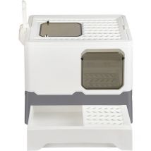 Bac à Litière pour Chat,Maison de Toilette pour Chat Pliable, Bac à Litière Fermé Compartiment Inférieur Amovible, Pelle à Litière Nettoyage Facile