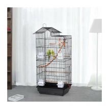 Cage à Oiseaux ,Volière, Poignée Portable 4 Mangeoires 3 Perchoirs Cage pour Perruche Calopsitte Conure Pinson Canaris - Aqrau