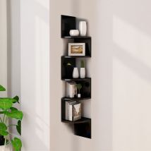 Etagère Murale Unité, Etagère de Coin Meuble, Etagère Meuble d'Angle Etagère Suspendue Etagère d'Angle Murale ZigZag, noir - Aqrau