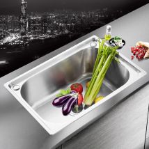 Inox Évier Cuisine à Encastrer 1 Cuve Pas Cher 50x40x20cm - Aqrau