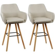 Lot de 2 Tabouret de bar Bagbign Grant Chaise haute pieds haute 45 55 104 cm - beige - Aqrau