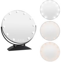 Miroir de Maquillage hollywoodien avec lumières 11 Ampoules led, 40CM Lighted Makeup Mirror, Réglable, Écran Tactile, Rotation à 360 degrés, Miroir