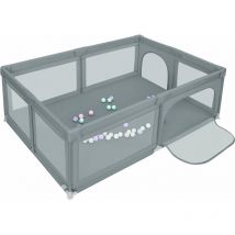 Parc Bébé avec 50 boules 205 x 147 x 66cm Intérieur et Extérieur Stable Parc Pour Bebe Avec 4 Ventouses Inférieures, Gris foncé - Aqrau