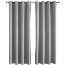 Rideau Occultant Rideau Thermique Isolant Anti Froid, Design Moderne à Oeillets, Gris 140x240cm - Aqrau