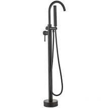 Robinet de Baignoire avec Douchette pour Salle de Bain, Mitigeur monocommande Bain/Douche, Noir 110 cm - Aqrau