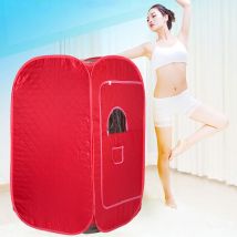 Dampfsauna und -kabine, tragbares Sauna-Spa für zu Hause, für Saunabad, Abnehmen, Entgiftung, Körpertherapie – Rot - Aqrau