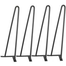 Aqrau - Conjunto de 4 Patas Horquilla Mesa 41CM, Patas para mesa de centro, Patas para Muebles de Acero Diseño Industrial 2 Varillas Resistentes Negro