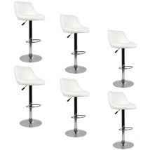 Aqrau - Tabouret Tabouret de bar à dossier en sergé, blanc 6 pcs