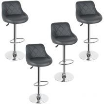 Aqrau Tabouret Tabouret de bar à dossier en sergé, gris 4 pcs
