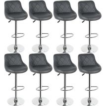 Tabouret Tabouret de bar à dossier en sergé, gris 8 pcs - Aqrau