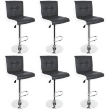 Lot de 6 Tabourets de Bar Tabourets Hauts, Rotatif à 360 Dégrées, Réglage en Hauteur avec Dossier, Noir ALB009 - Aqrau