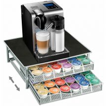 Tiroir à capsules de café, Porte Capsule de Café 72 Capsules, Support à Capsules à Café, Distributeur Capsules de Grande Capacité - Black - Aqrau
