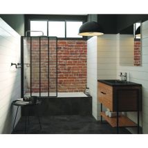 Pare-baignoire VERIA - Paroi 80x140x0,5cm - Verre trempé - Finitions noir mat