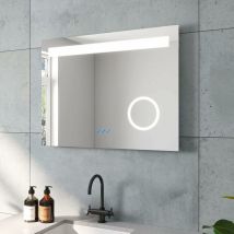 Aquabatos - Dales-Serie Badezimmerspiegel mit Beleuchtung 80x60 cm Beschlagfrei Kosmetikspiegel 3-Fach Vergrößerung Kaltweiß Neutralweiß Warmweiß