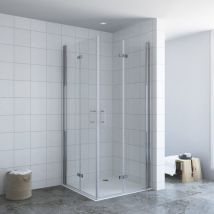 AQUABATOS Duschkabine Eckeinstieg mit 180o Klappbar Faltbar Drehfalttüren, Duschabtrennung Duschwand Glas Eckdusche Pendeltür 6mm ESG