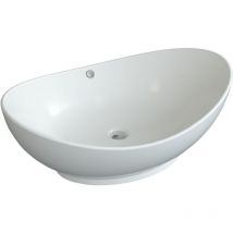 AQUABATOS Aufsatzwaschbecken Waschbecken Keramik Waschtisch Handwaschbecken,mit Überlauf, Ohne ablaufventil und Hahnloch WBK22