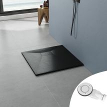 Aquabatos - smc Duschwannen für badezimmer antirutsch, schieferoptik duschtasse quadrat, modern-design brausewanne schwarz extra-flach 90x90cmmit