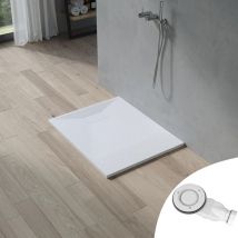 Aquabatos - smc Duschwannen für badezimmer antirutsch, schieferoptik duschtasse rechteckig, modern-design brausewanne weiße extra-flach 100x80cm mit