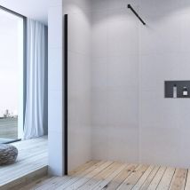 Aquabatos - Walk in Dusche, Duschwand Glas, Faltbar Duschabtrennung 10 mm ESG-Sicherheitsglas mit Nanobeschichtung 90 x200 cm, Matt-schwarz