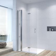Aquabatos - Walk in Dusche, Duschwand Glas, Faltbar Duschabtrennung 6 mm ESG-Sicherheitsglas mit Nanobeschichtung 110 x 197 cm