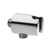 Aquacraft - 100 Wandanschlussbogen 1/2 Zoll mit integriertem Brausehalter 90° Winkel Messing verchromt Wandanschluss für Duschkopf Brauseanschluss