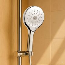 Aquacraft - Handbrause 3 Strahlarten 120 mm i Duschbrause wassersparend chrom i i Brausekopf mit Massagefunktion und Swirl Spray i Duschkopf