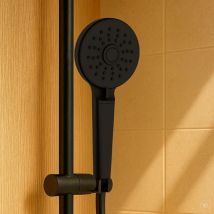 Aquacraft - 130 Handbrause schwarz matt Duschkopf rund 100 mm Brausekopf mit 5 Strahlarten Duschbrause Antikalk-Düsen Modernes Design 9 l/min