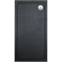 Aquadart Luxury Black Slate Effect Shower Tray - Standard Chrome Waste - Rectangular - 1400 x 800mm