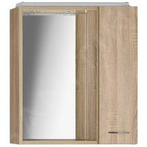 Aqualine - Keramia Fresh - Armoire de toilette avec éclairage led, 600x600x140 mm, droite, chêne platine 45028