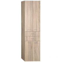 Aqualine - Keramia Fresh - Hochschrank Zoja Mit Auszügen, 50x184x29 Cm, Platineiche 51296