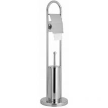 Aqualine - Samba - Porte-rouleau toilette avec brosse de toilette à poser, chrome SB131